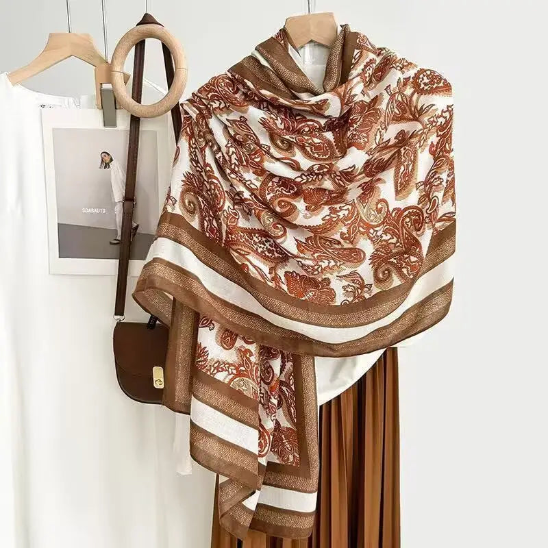Cotton And Linen Scarf Thin And Silky Shawl Travel Accessory Sun-proof Beach Towel For Women - New 43 / 180CM