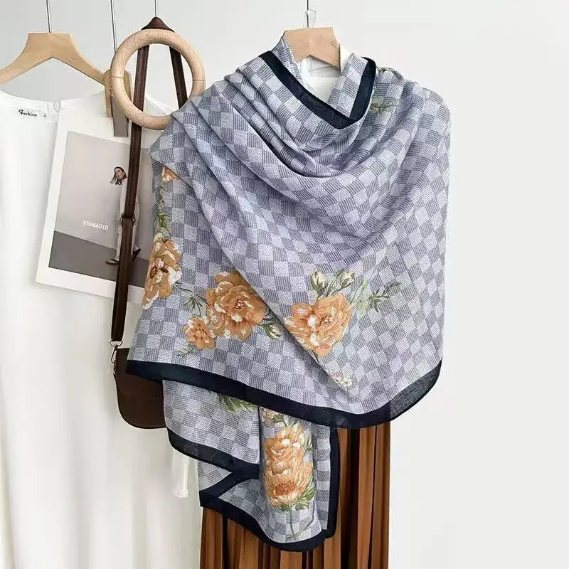 Cotton And Linen Scarf Thin And Silky Shawl Travel Accessory Sun-proof Beach Towel For Women - New 1 / 180CM