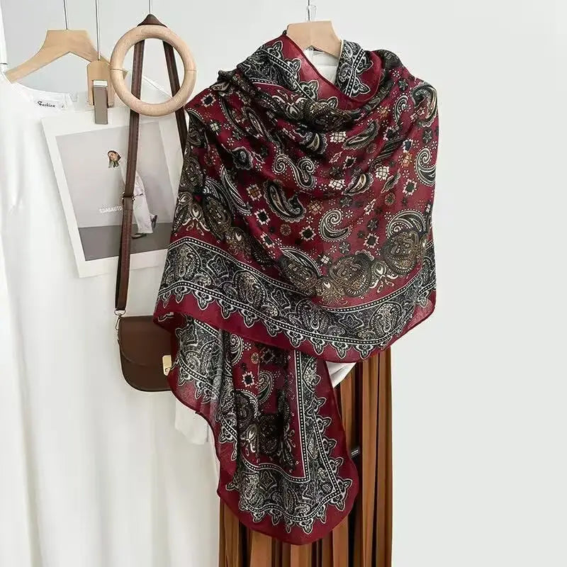 Cotton And Linen Scarf Thin And Silky Shawl Travel Accessory Sun-proof Beach Towel For Women - New 35 / 180CM