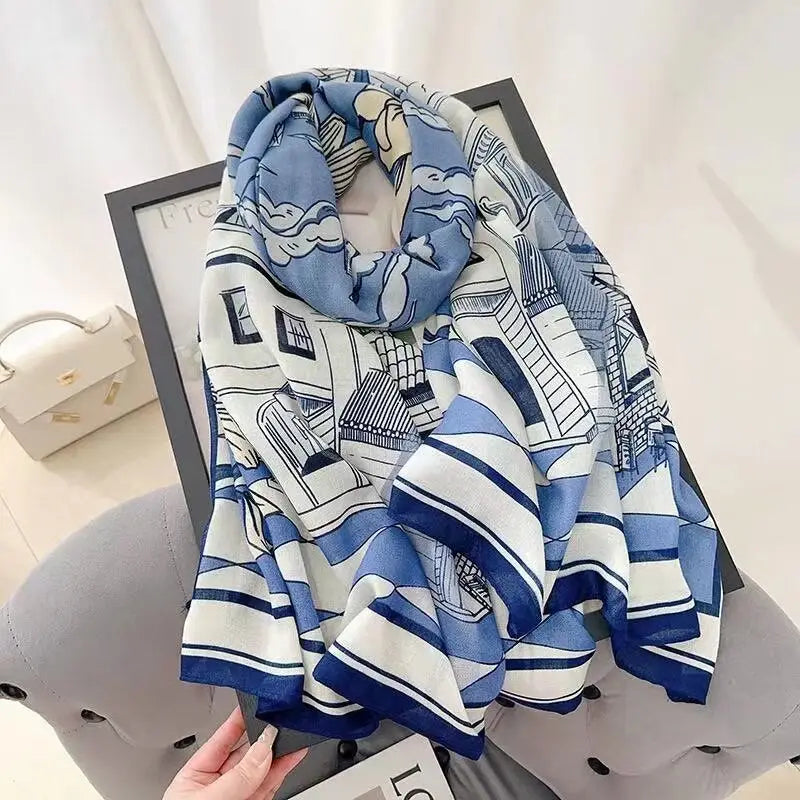 Cotton And Linen Scarf Thin And Silky Shawl Travel Accessory Sun-proof Beach Towel For Women - New 5 / 180CM