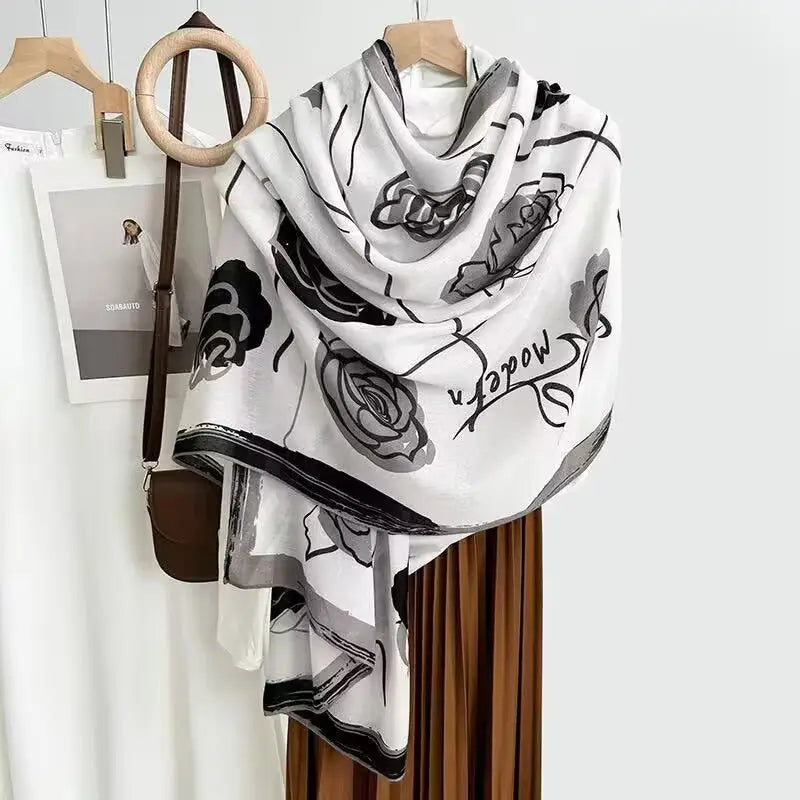 Cotton And Linen Scarf Thin And Silky Shawl Travel Accessory Sun-proof Beach Towel For Women - New 9 / 180CM