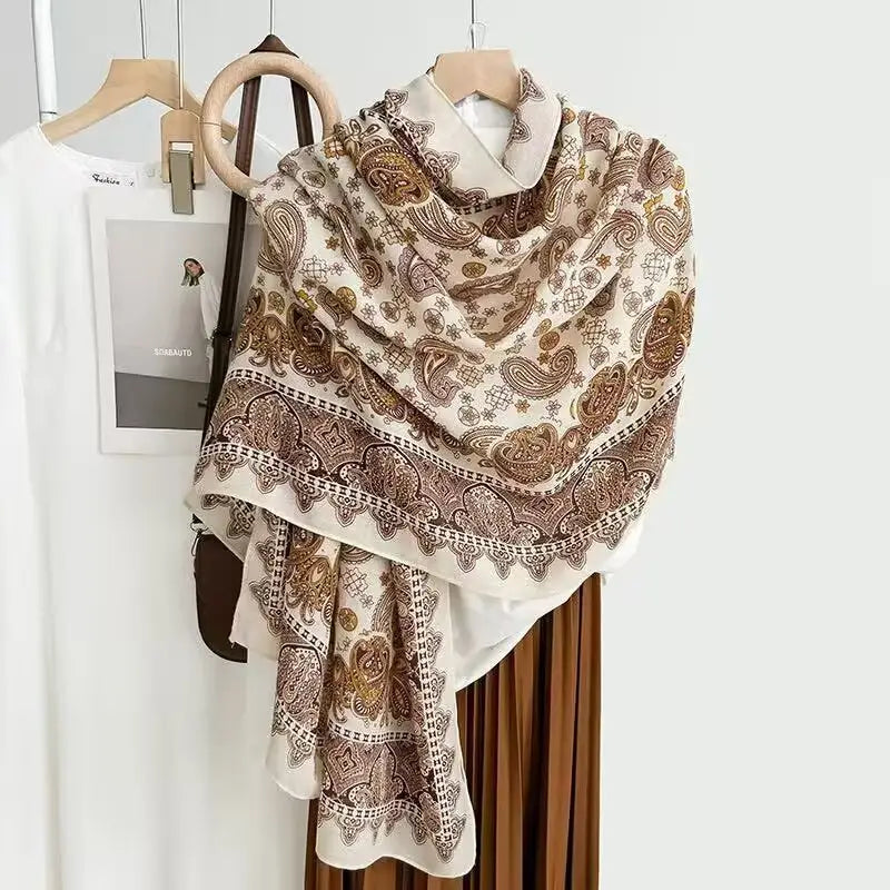 Cotton And Linen Scarf Thin And Silky Shawl Travel Accessory Sun-proof Beach Towel For Women - New 39 / 180CM