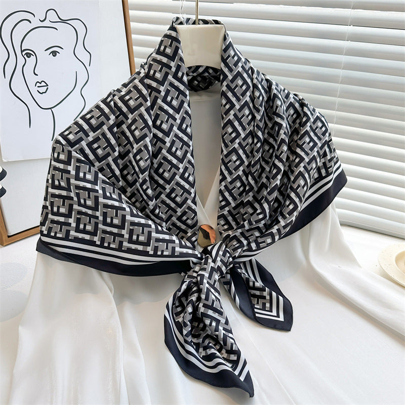 Women's Luxury Twill Silk Scarf, Printed 90/90cm Square Scarf