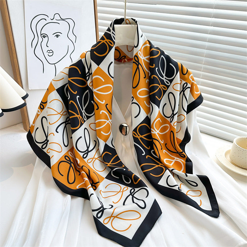 Women's Luxury Twill Silk Scarf, Printed 90/90cm Square Scarf