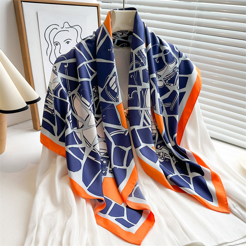 Women's Luxury Twill Silk Scarf, Printed 90/90cm Square Scarf