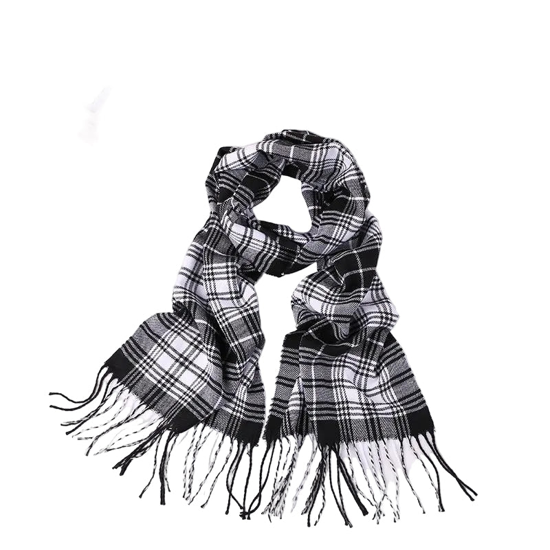 Men's English Plaid Cashmere-Blend Scarf – Classic Black & White Check