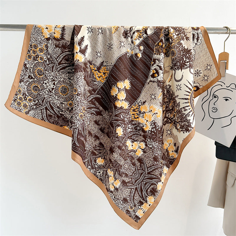 Women's Luxury Twill Silk Scarf, Printed 90/90cm Square Scarf
