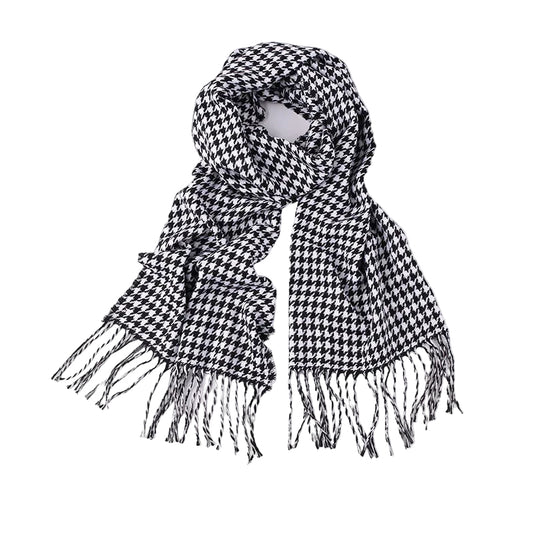 Men's English Plaid Cashmere-Blend Scarf – Classic Black & White Check