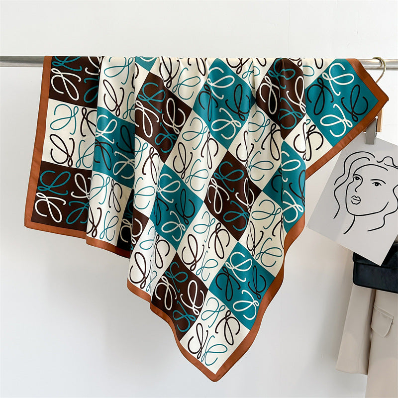 Women's Luxury Twill Silk Scarf, Printed 90/90cm Square Scarf