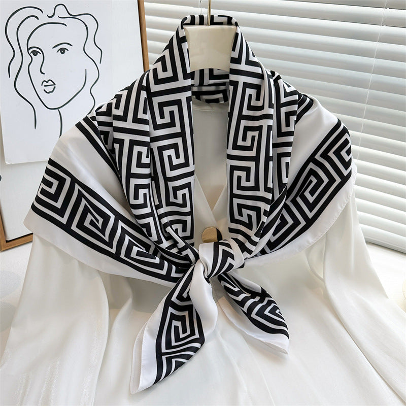 Women's Luxury Twill Silk Scarf, Printed 90/90cm Square Scarf