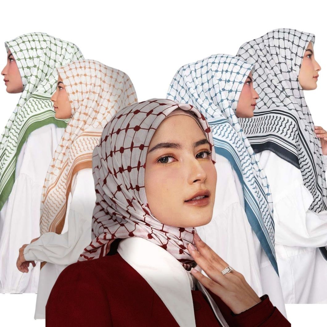 Chiffon Plaid Square Scarf, Keffiyeh Scarf