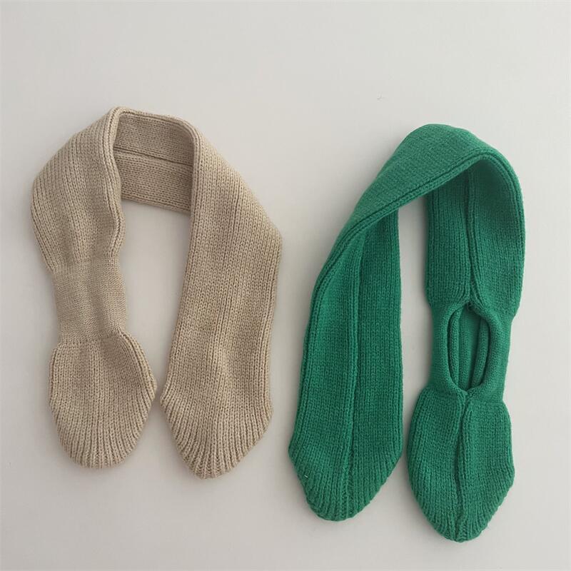 Korean Style Solid Colour Knitted Cross Scarf