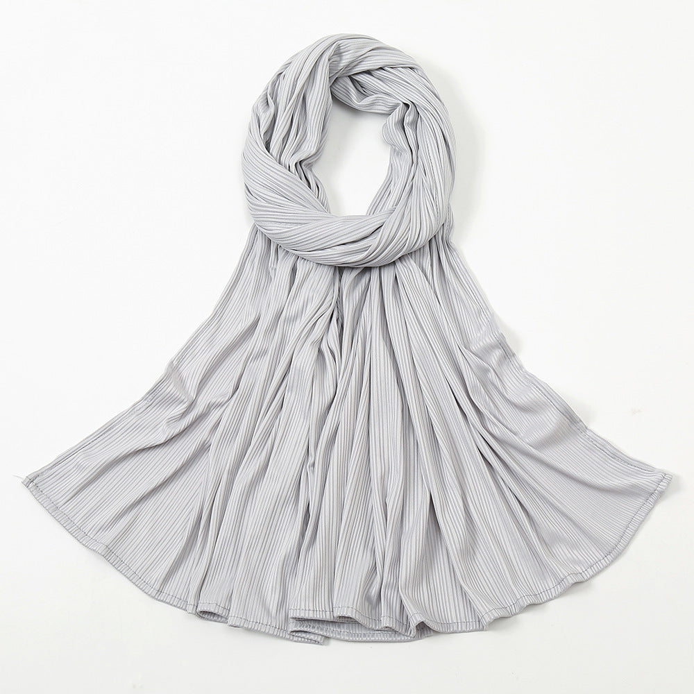 Women's Knitted Thread Cotton Shawl, Striped Solid Colour Scarf
