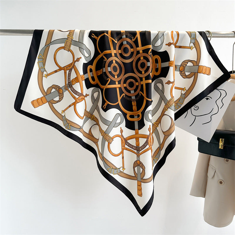 Women's Luxury Twill Silk Scarf, Printed 90/90cm Square Scarf