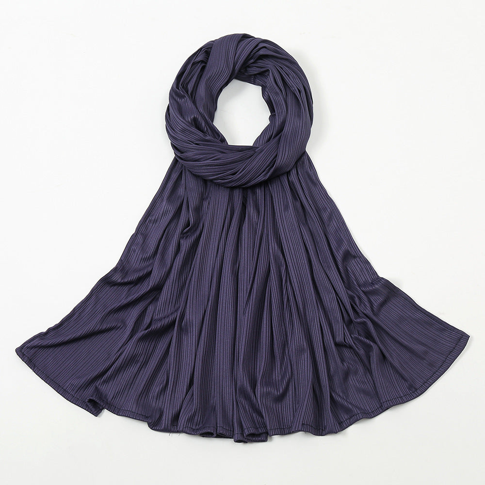 Women's Knitted Thread Cotton Shawl, Striped Solid Colour Scarf
