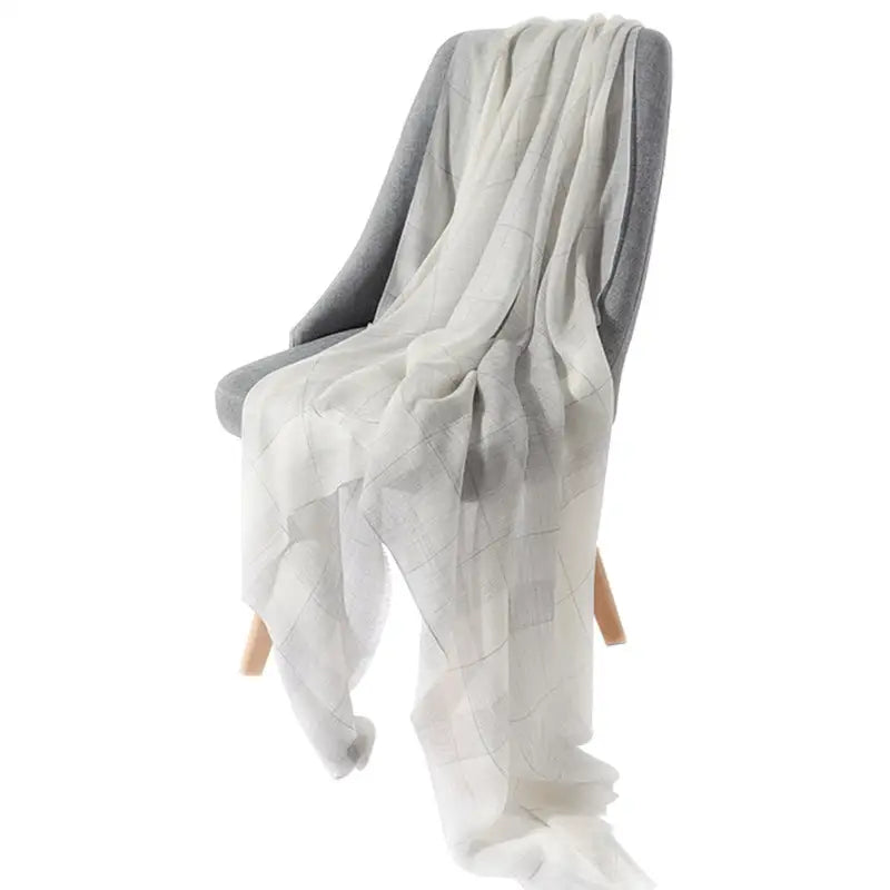 Luxury Cashmere Scarf - Light gray grid