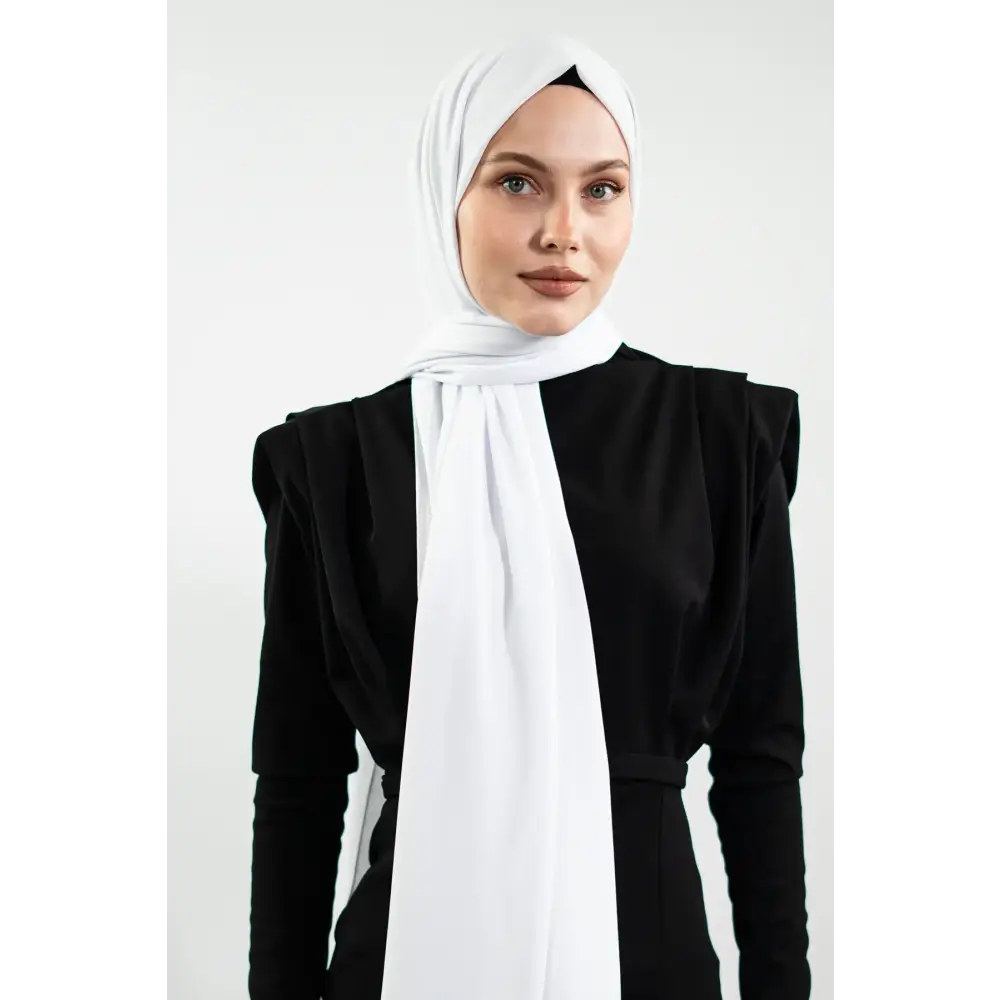 Madina Silk White Shawl - Hijab