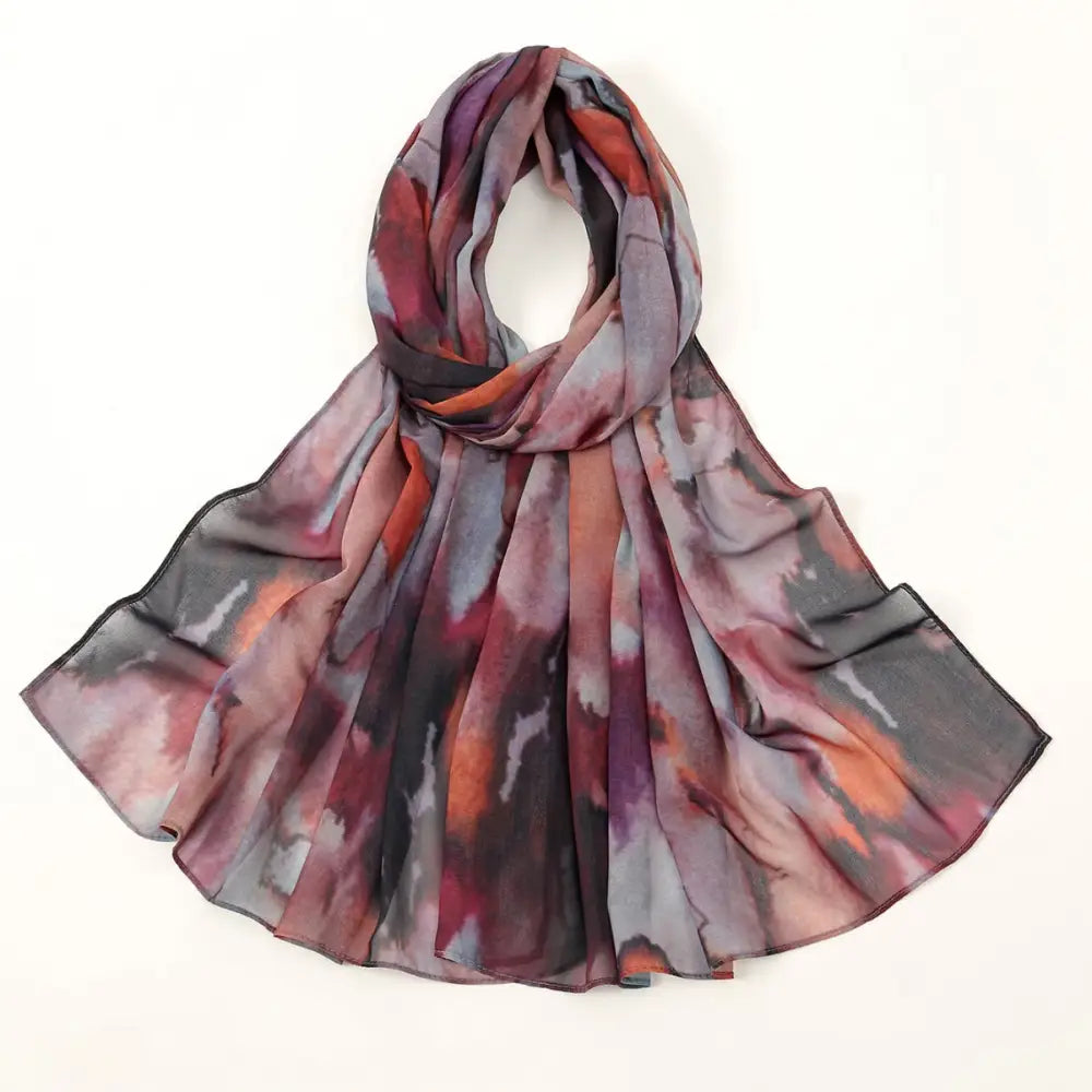 Premium Watercolour Print Sun Protection Scarf - Long hijab