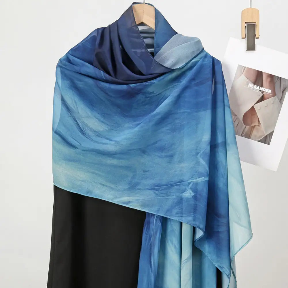 Premium Watercolour Print Sun Protection Scarf - Long hijab