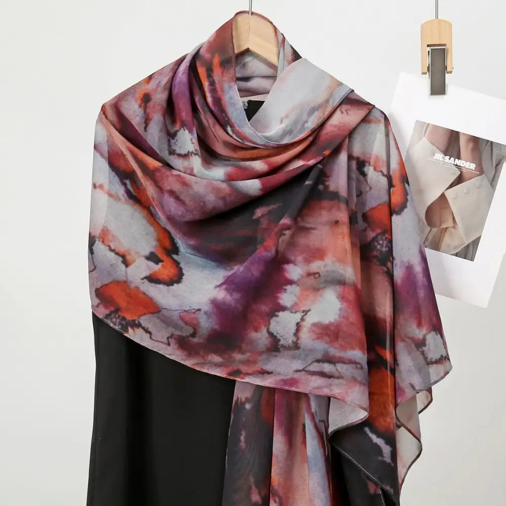 Premium Watercolour Print Sun Protection Scarf - Long hijab