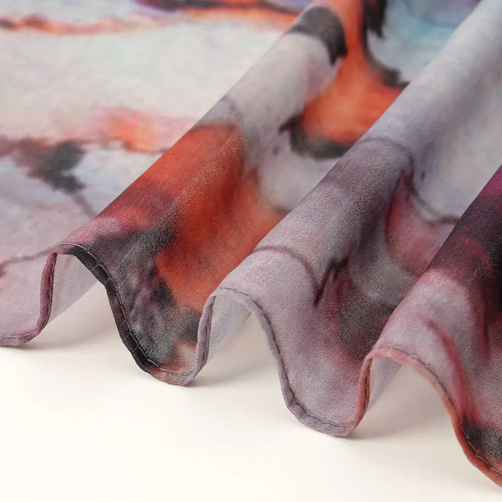 Premium Watercolour Print Sun Protection Scarf - Long hijab