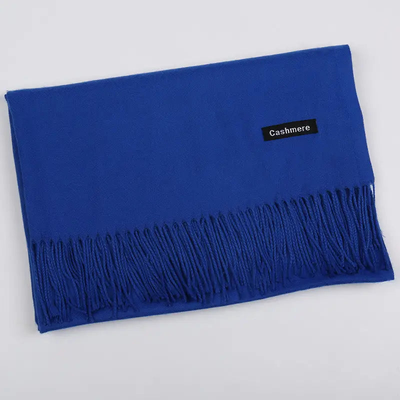 Solid Colour Artificial Cashmere Scarf Women’s Tasseled Shawl - 23 Sapphire Blue / 68x200cm - Cashmere Tassel