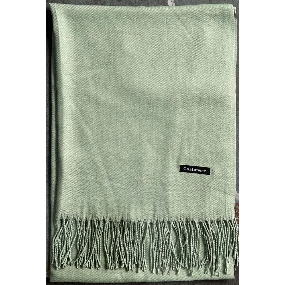 Solid Colour Artificial Cashmere Scarf Women’s Tasseled Shawl - 45 Bean Green / 68x200cm - Cashmere Tassel Double-sided