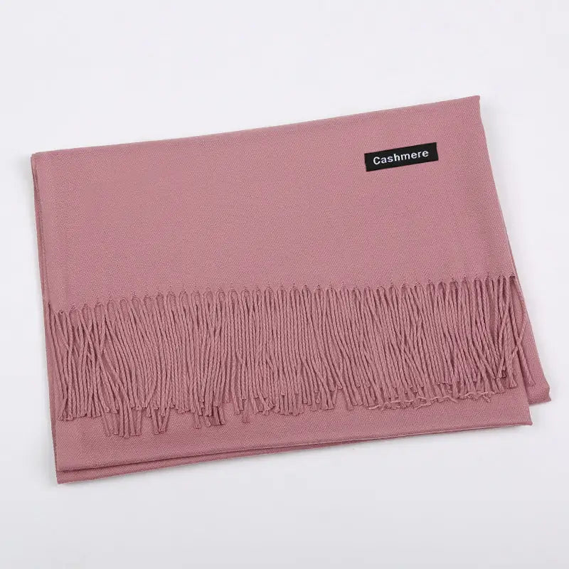 Solid Colour Artificial Cashmere Scarf Women’s Tasseled Shawl - 7 Cameo Brown / 68x200cm - Cashmere Tassel Double-sided