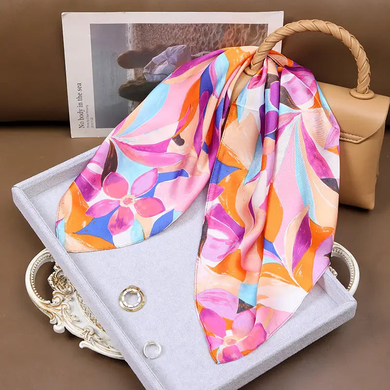 Women’s Korean Style Vintage Printed Scarf - Color Petal Pink - Women’s neckerchiefs