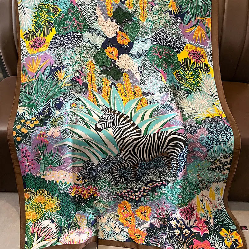 Women’s Vintage Printed Silk Scarf - F3121 Green / 90x180cm