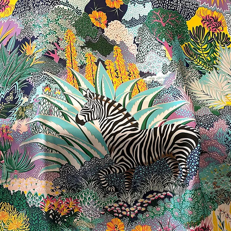 Women’s Vintage Printed Silk Scarf - F3121 Green / 90x180cm