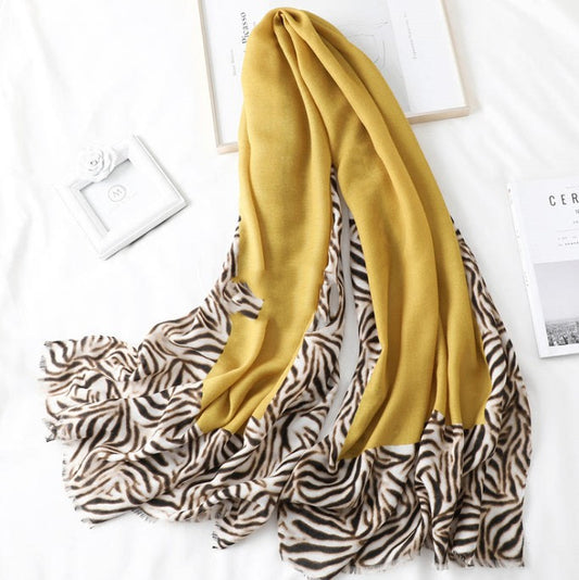 Women's Cotton Scarf, Casual Leopard Print Long Gauze Scarf