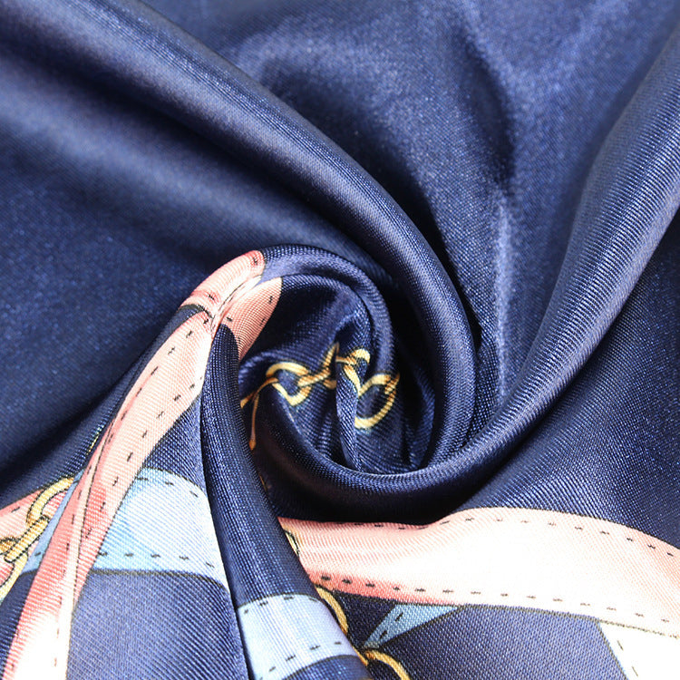 Multipurpose Chain Printed Scarf, Women's Casual Scarf, Satin Large Square Scarf