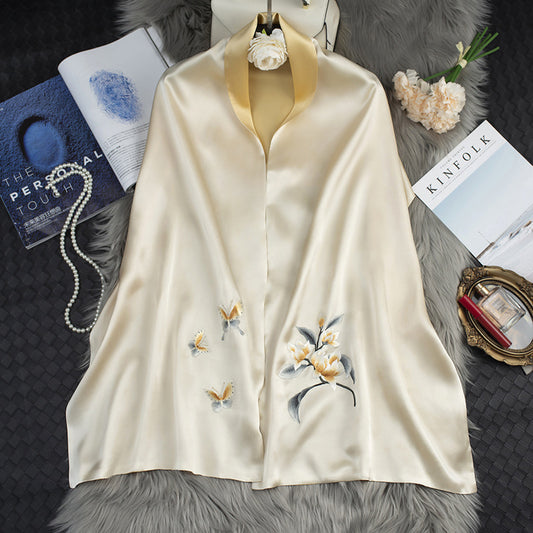 Women's Embroidered Long Silk Scarf