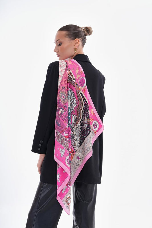 Patterned Bandana Scarf - Powder Pink