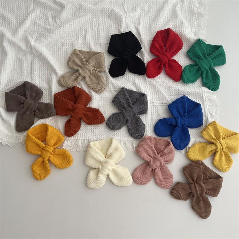 Korean Style Solid Colour Knitted Cross Scarf