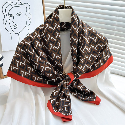 Women's  Luxury Twill Silk Scarf, Printed 90/90cm Square Scarf