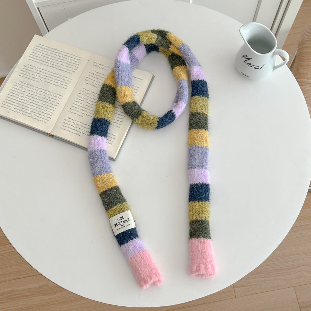 Retro Knitted Slim Long Scarf