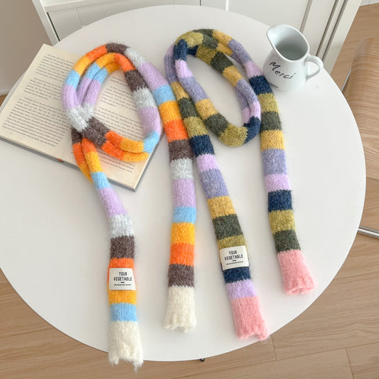 Retro Knitted Slim Long Scarf
