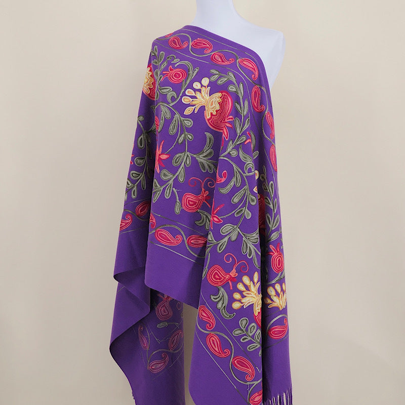 Gourd Pomegranate Blossom Embroidery Scarf, Cashmere Shawl