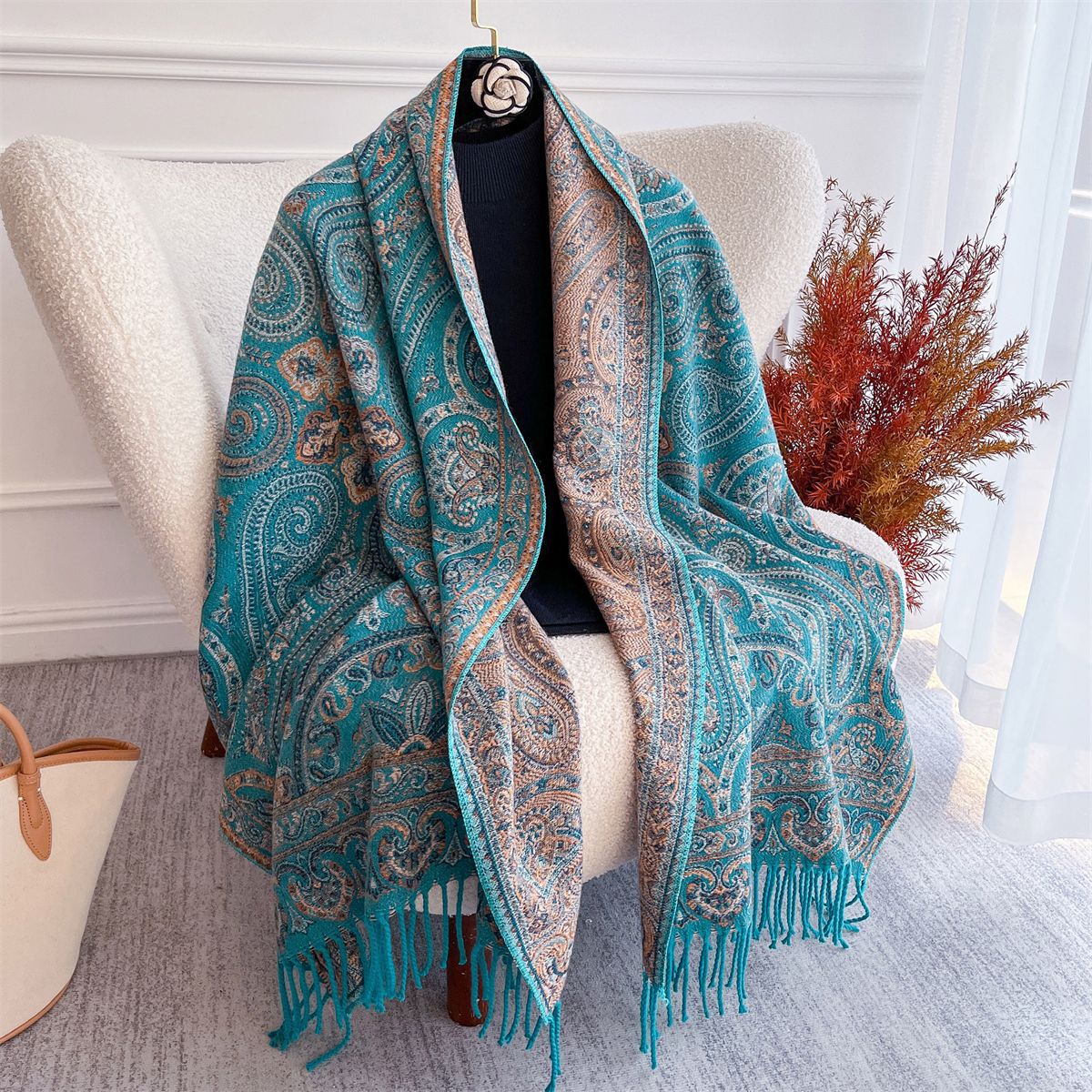Ethnic-style Shawl Dual-use And Versatile Extra-thick Scarf For Women