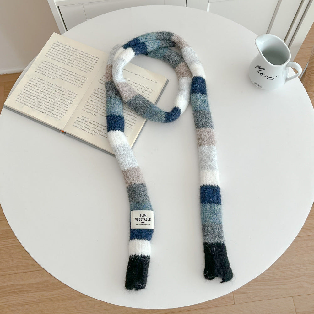 Retro Knitted Slim Long Scarf