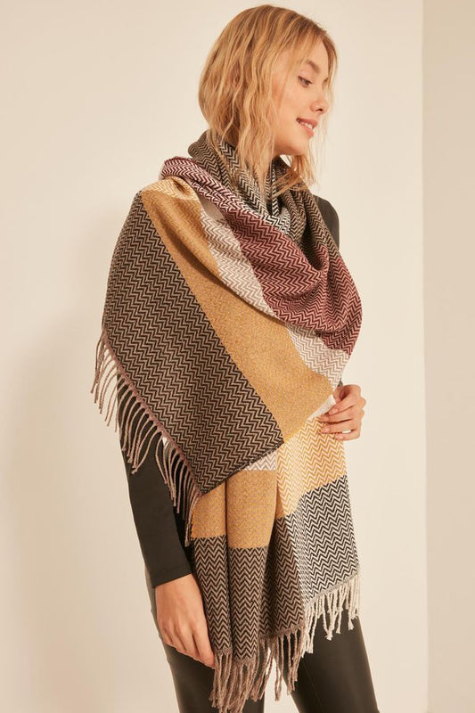 Herringbone Patterned Soft Textured Shawl