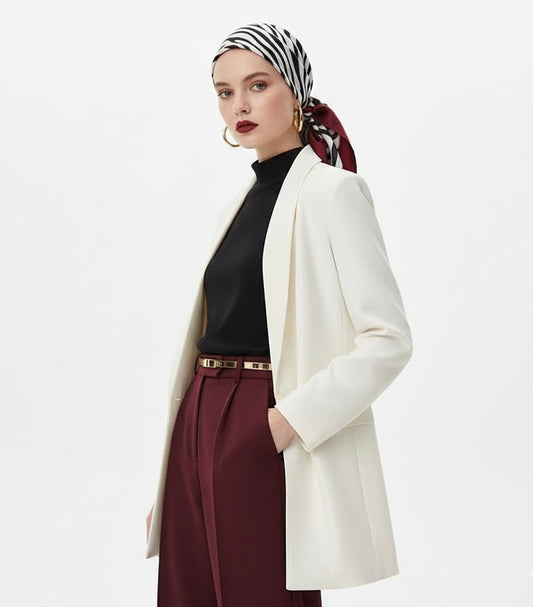 Women's Zebra Print Silk Square Scarf - Mulberry Silk Crepe Satin