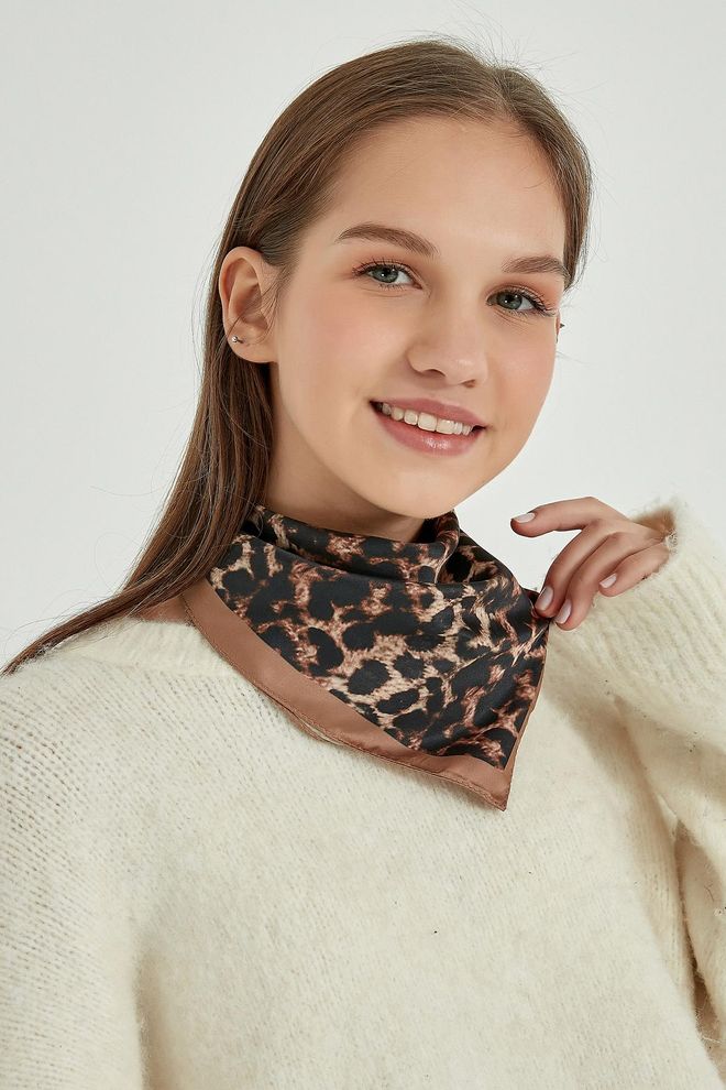 Leopard Patterned Bandana Scarf