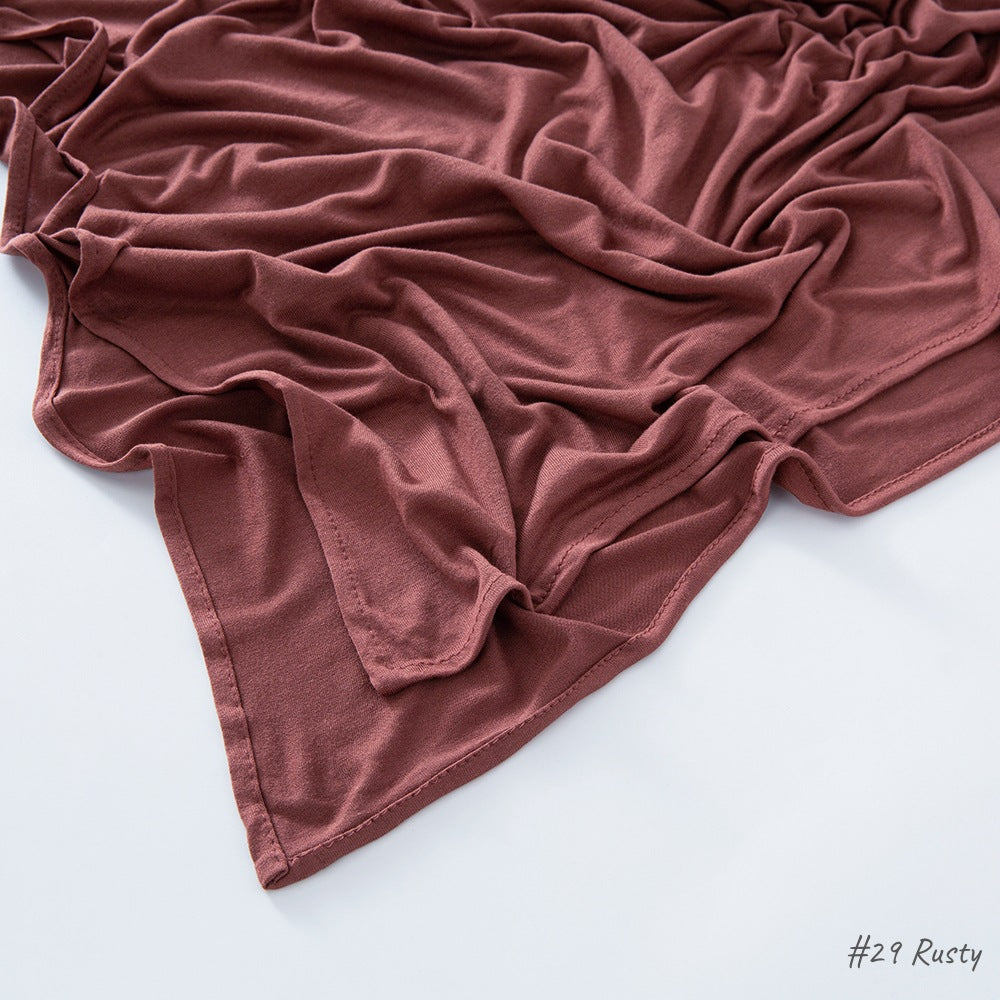 Solid Colour Modal Cotton Scarf, Long Instant Hijab