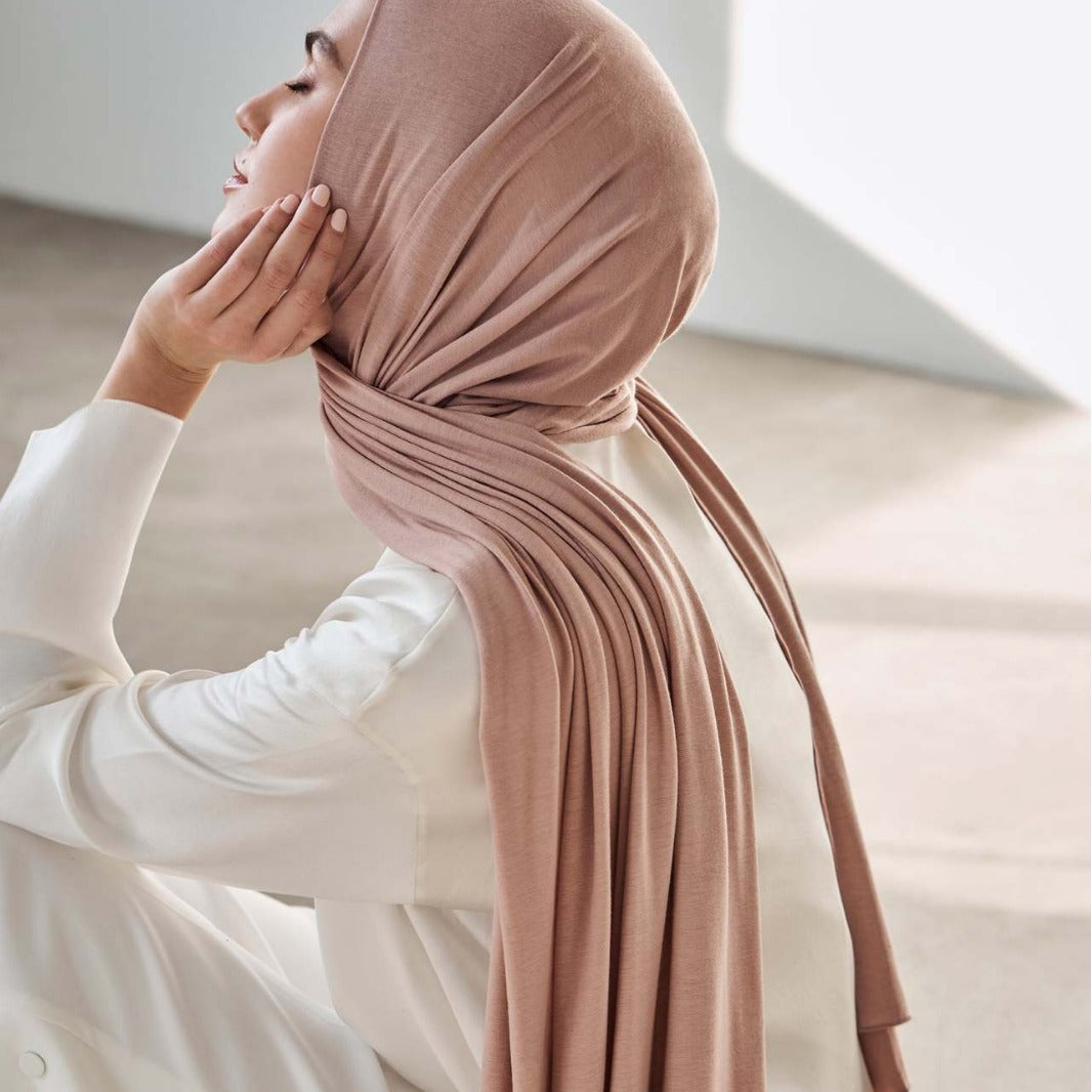 Solid Colour Modal Cotton Scarf, Long Instant Hijab