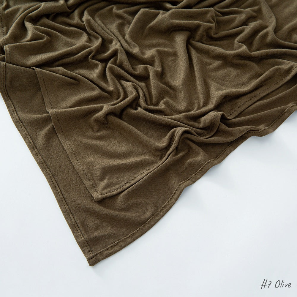 Solid Colour Modal Cotton Scarf, Long Instant Hijab