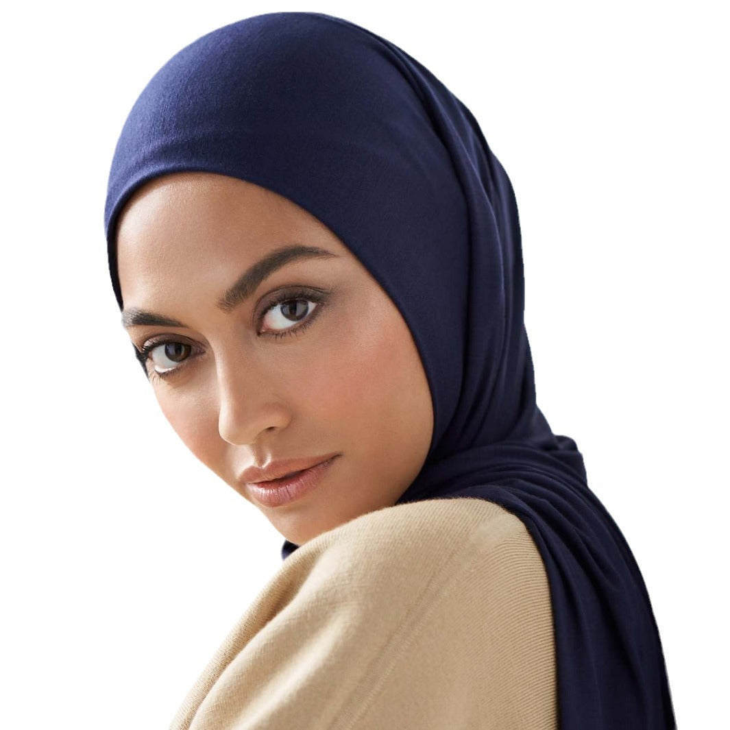 Solid Colour Modal Cotton Scarf, Long Instant Hijab