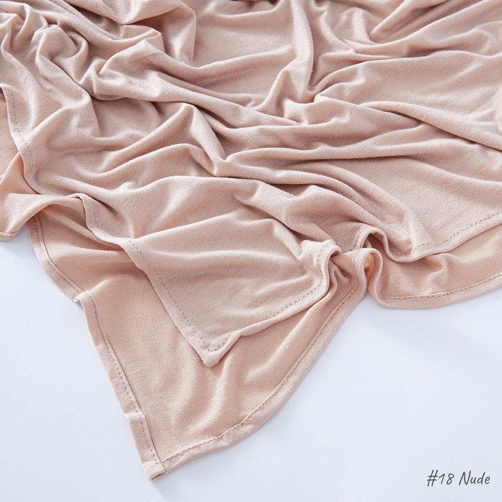 Solid Colour Modal Cotton Scarf, Long Instant Hijab